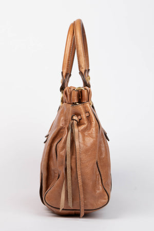 2000s Miu Miu Tan Vitello Shoulder Bag