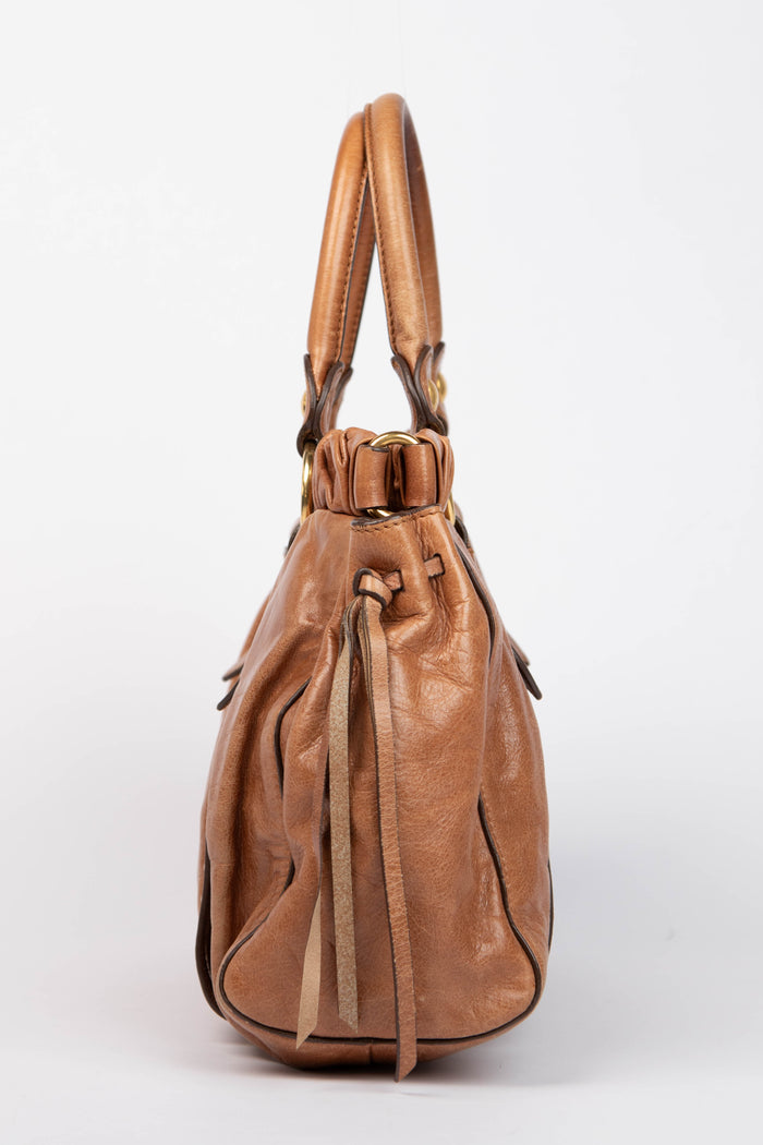 2000s Miu Miu Tan Vitello Shoulder Bag