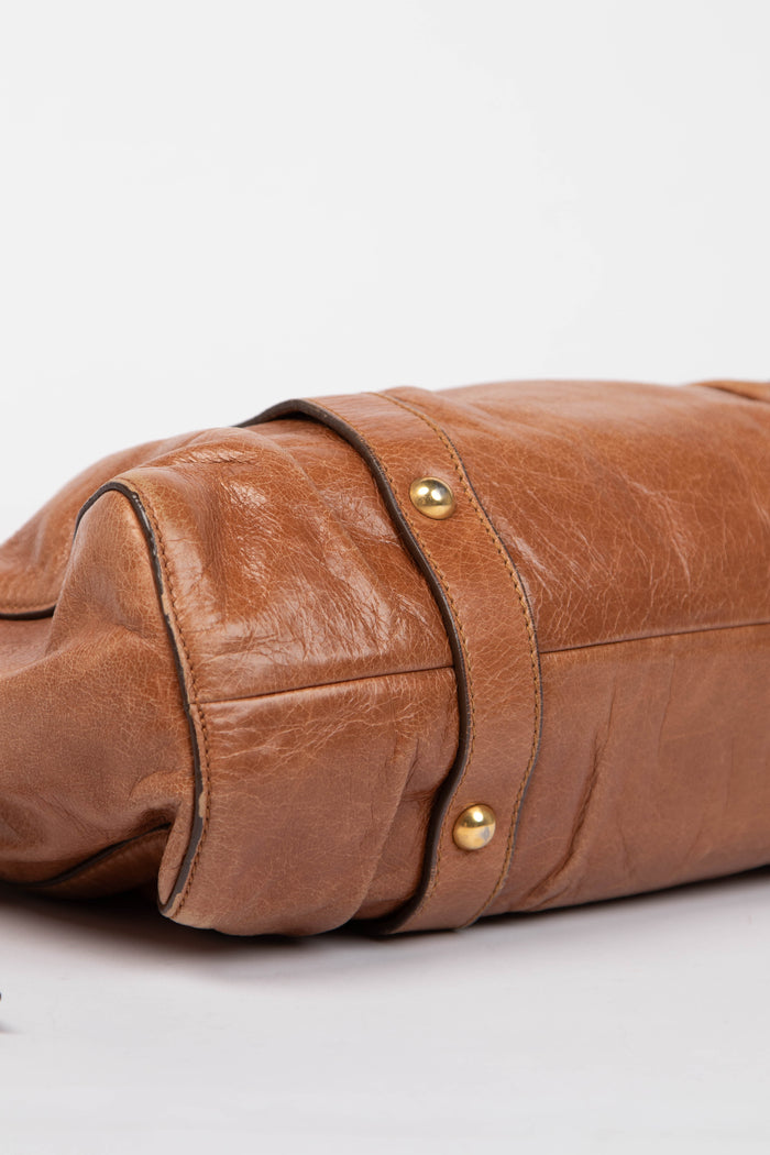 2000s Miu Miu Tan Vitello Shoulder Bag