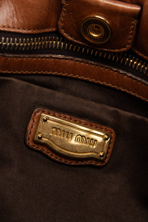 2000s Miu Miu Tan Vitello Shoulder Bag