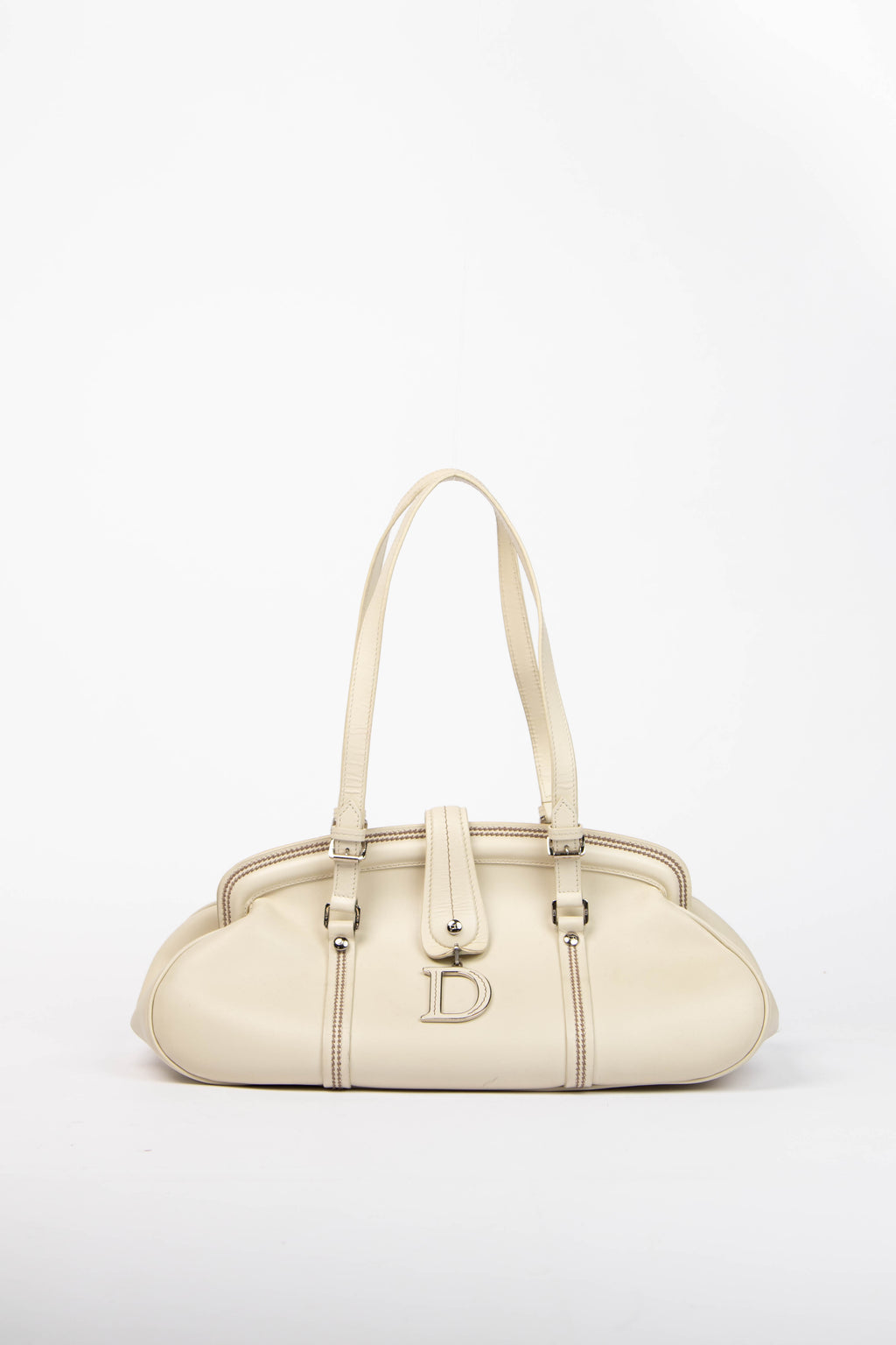 Vintage Christian Dior White Leather Detective Handbag