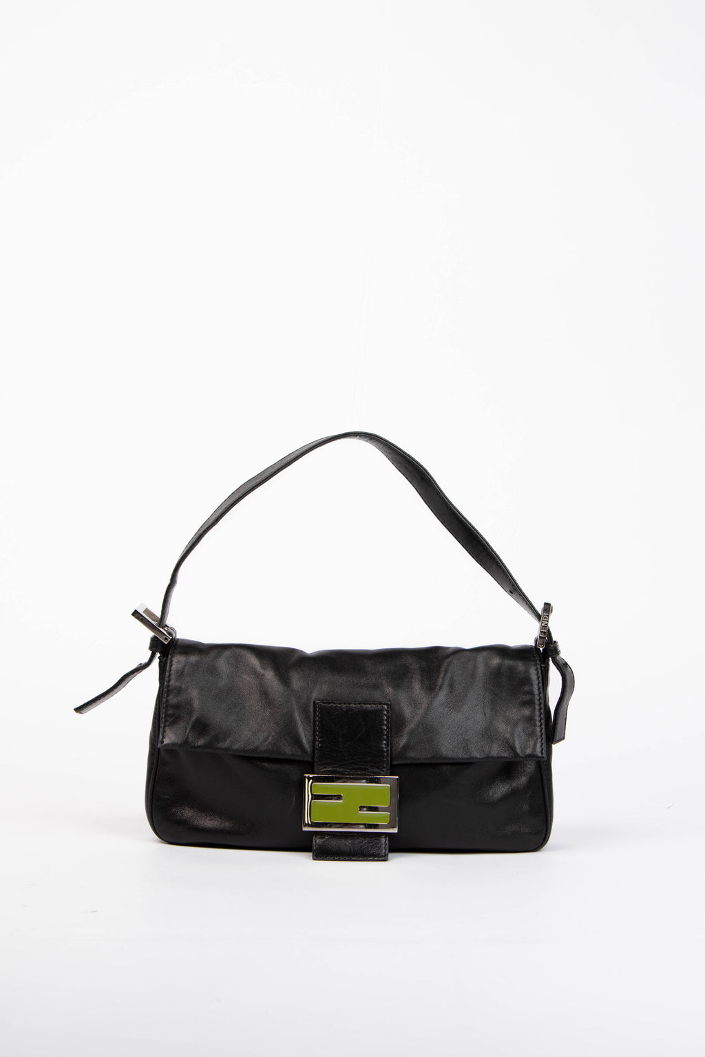 Vintage Fendi Black Lambskin Leather Baguette Bag