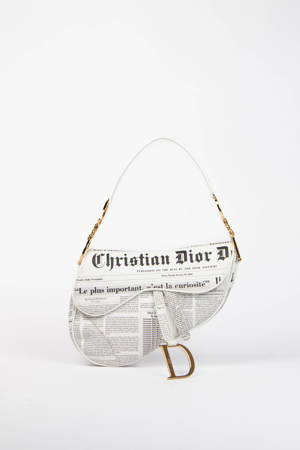 SUPER RARE Vintage Christian Dior Galliano Newspaper Saddle Shoulder Bag