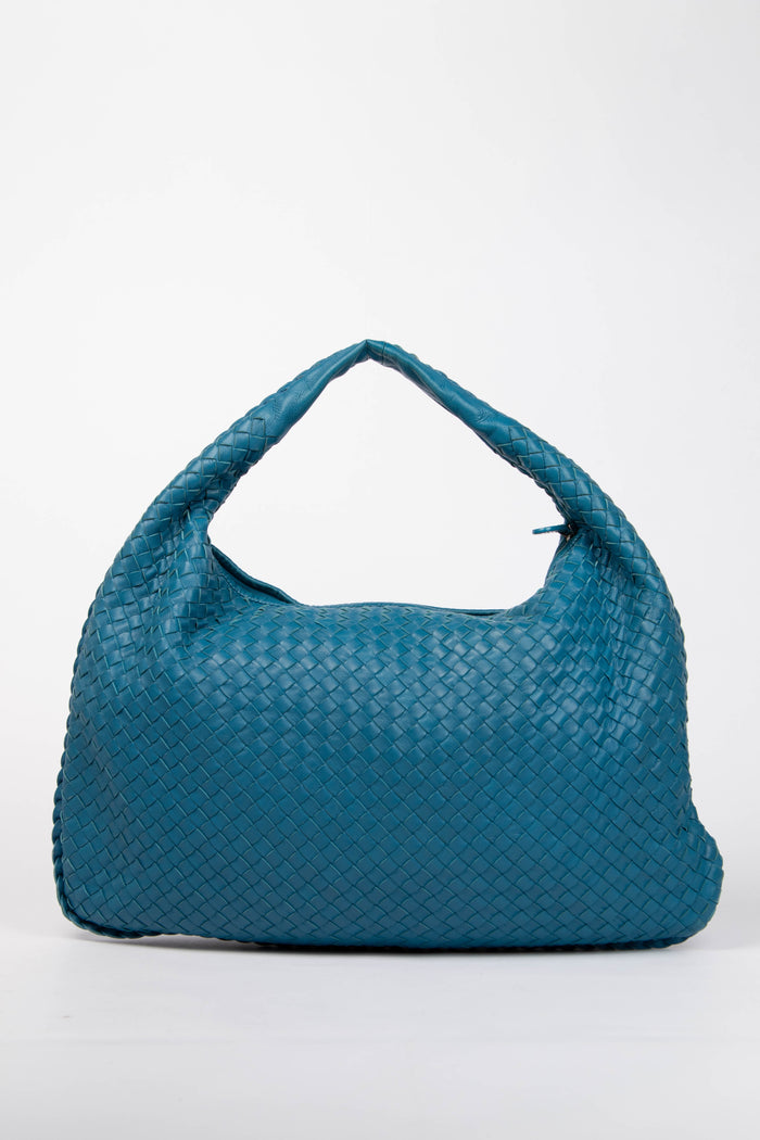 Vintage Bottega Veneta Blue Intrecciato Shoulder Bag