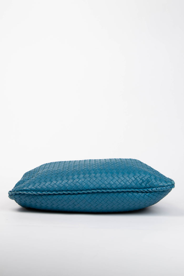 Vintage Bottega Veneta Blue Intrecciato Shoulder Bag