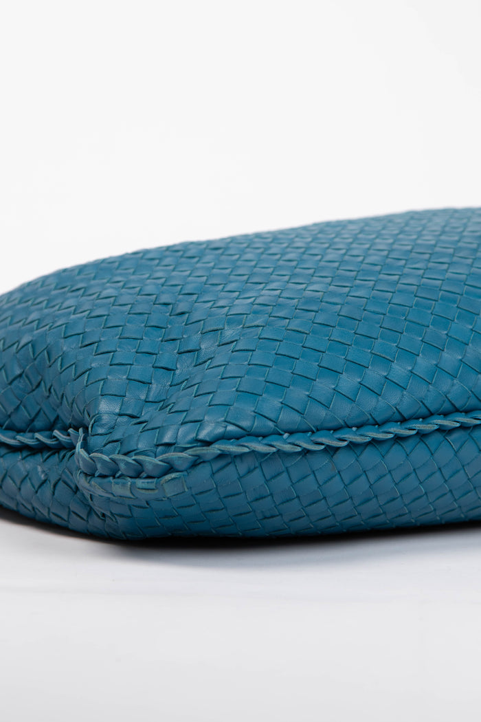 Vintage Bottega Veneta Blue Intrecciato Shoulder Bag