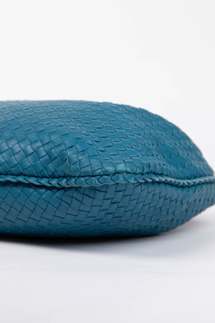 Vintage Bottega Veneta Blue Intrecciato Shoulder Bag