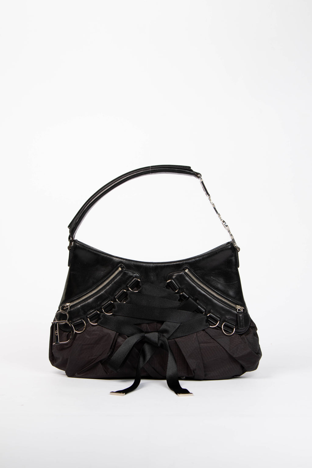 SUPER RARE Christian Dior Galliano Black Leather Ballerina Shoulder Bag