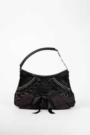 SUPER RARE Christian Dior Galliano Black Leather Ballerina Shoulder Bag