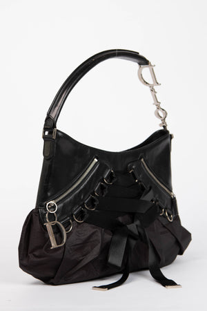 SUPER RARE Christian Dior Galliano Black Leather Ballerina Shoulder Bag