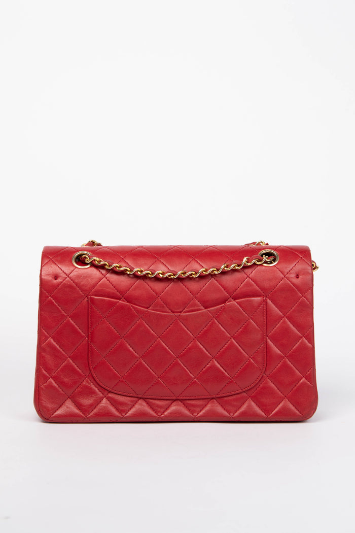 90s Chanel Red Lambskin Medium Classic Double Flap with 24K GHW