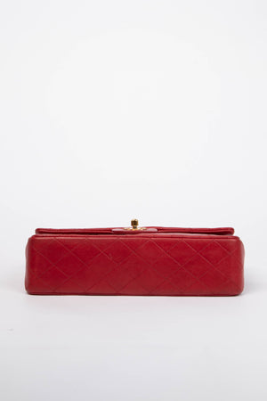 90s Chanel Red Lambskin Medium Classic Double Flap with 24K GHW