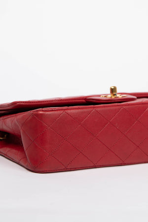 90s Chanel Red Lambskin Medium Classic Double Flap with 24K GHW