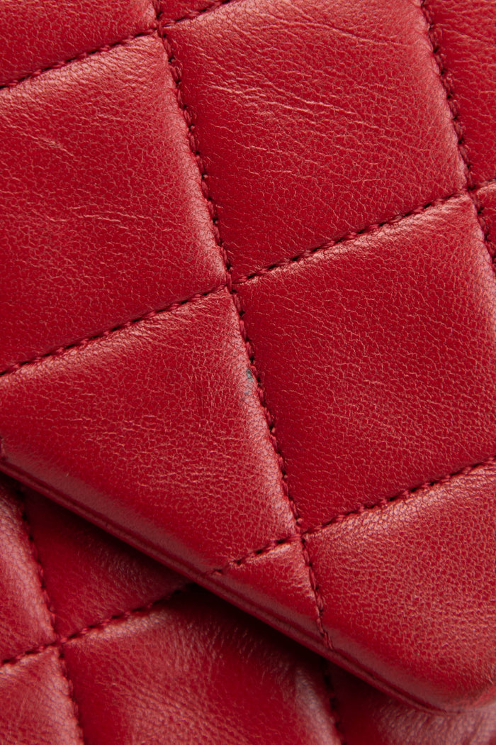 90s Chanel Red Lambskin Medium Classic Double Flap with 24K GHW
