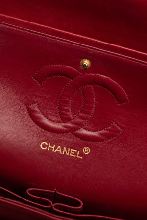 90s Chanel Red Lambskin Medium Classic Double Flap with 24K GHW