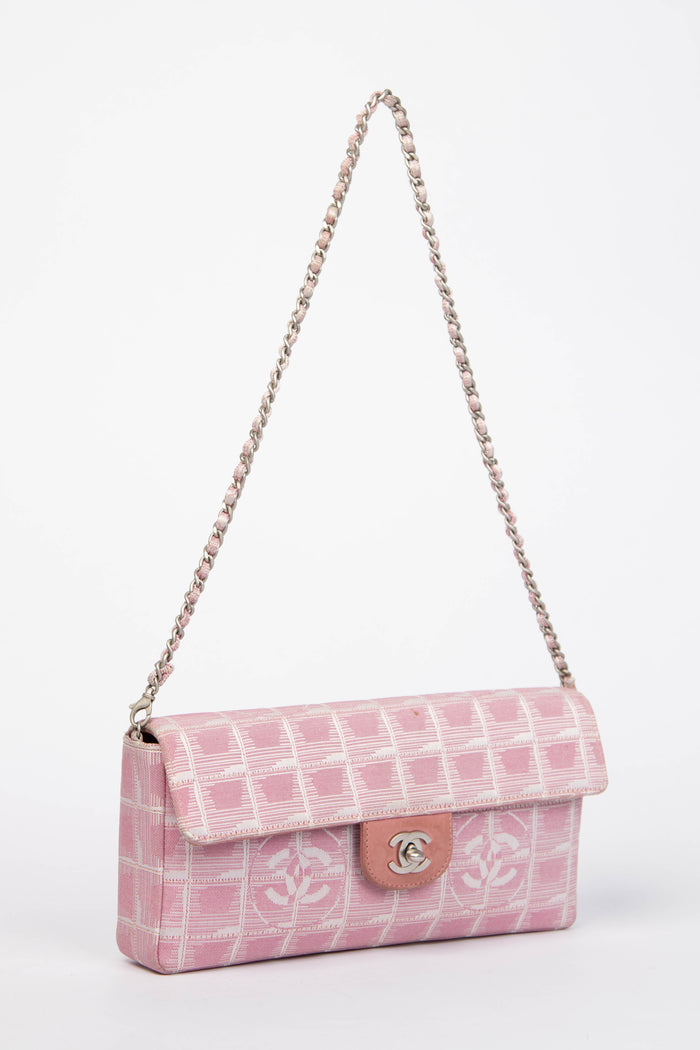 2000s Chanel Pink Travel Line East West Shoulder Bag