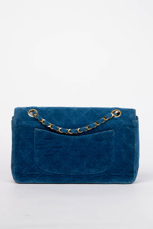 Vintage Chanel Blue Velvet Medium Single Flap Bag