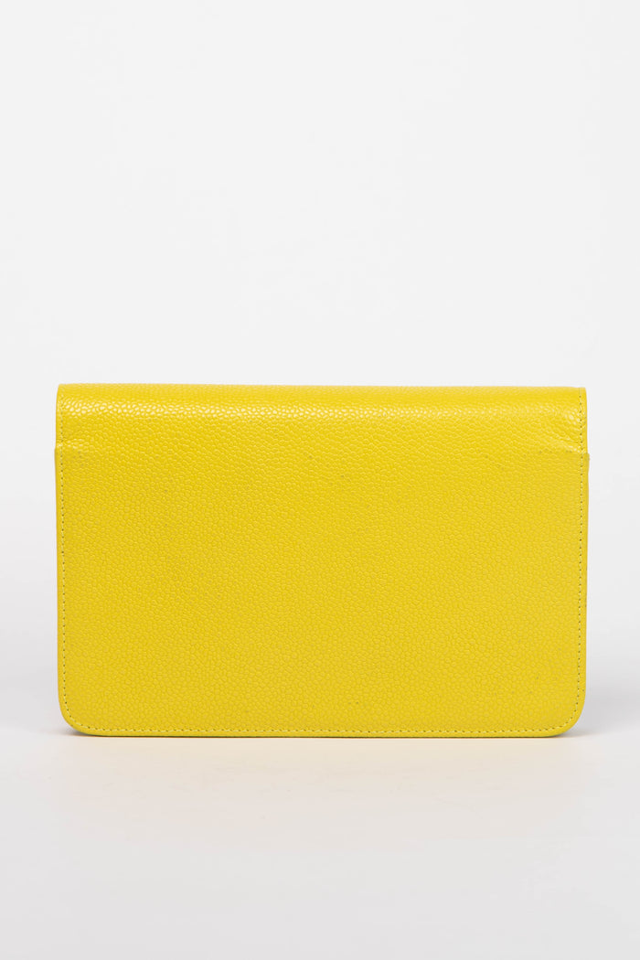 2014 Chanel Yellow CC Caviar Leather Wallet on Chain