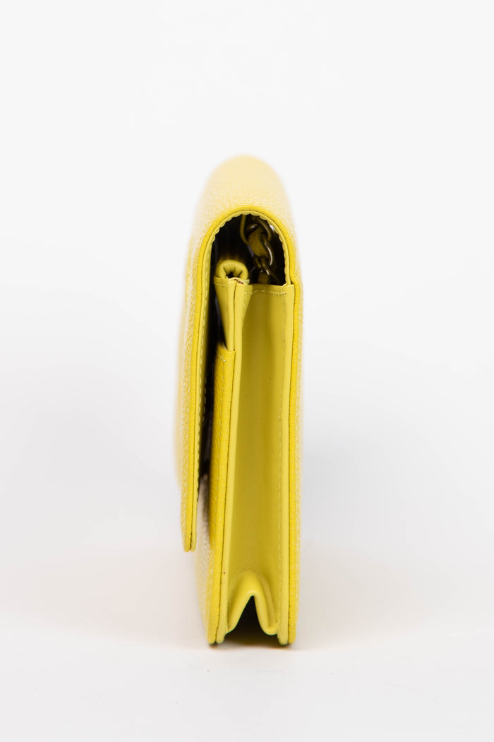 2014 Chanel Yellow CC Caviar Leather Wallet on Chain