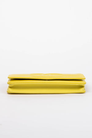 2014 Chanel Yellow CC Caviar Leather Wallet on Chain