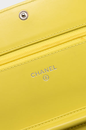 2014 Chanel Yellow CC Caviar Leather Wallet on Chain