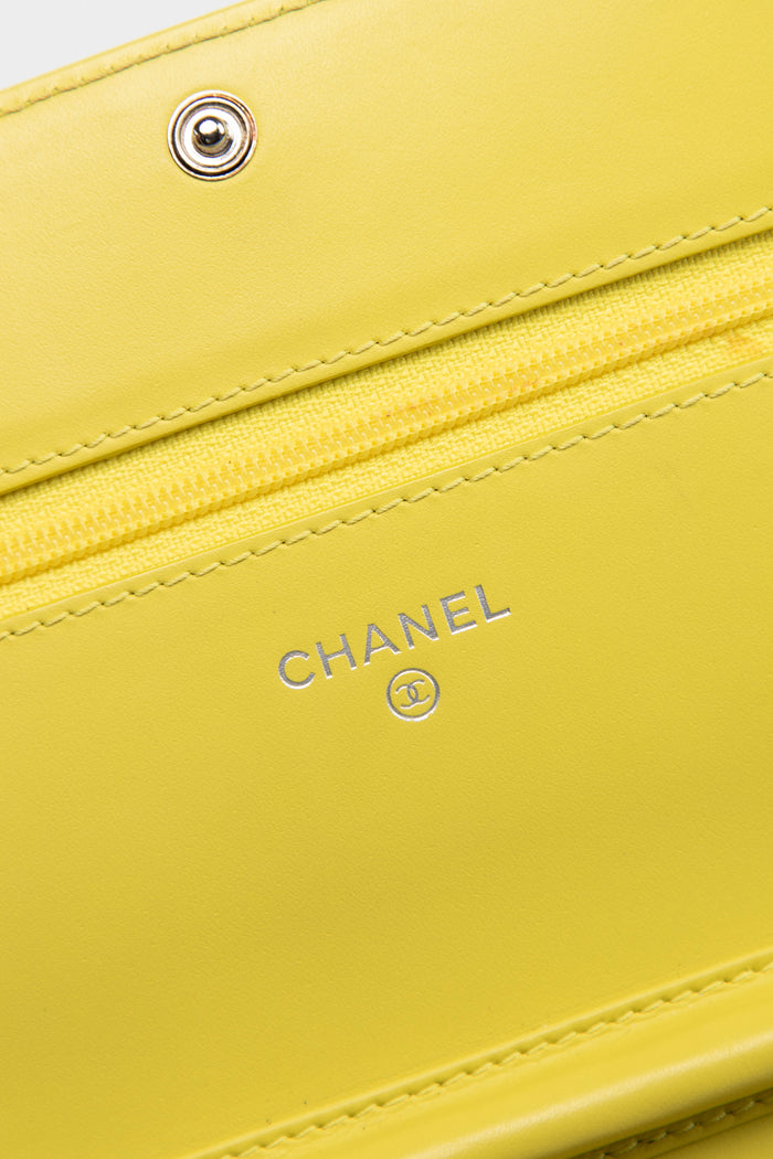 2014 Chanel Yellow CC Caviar Leather Wallet on Chain
