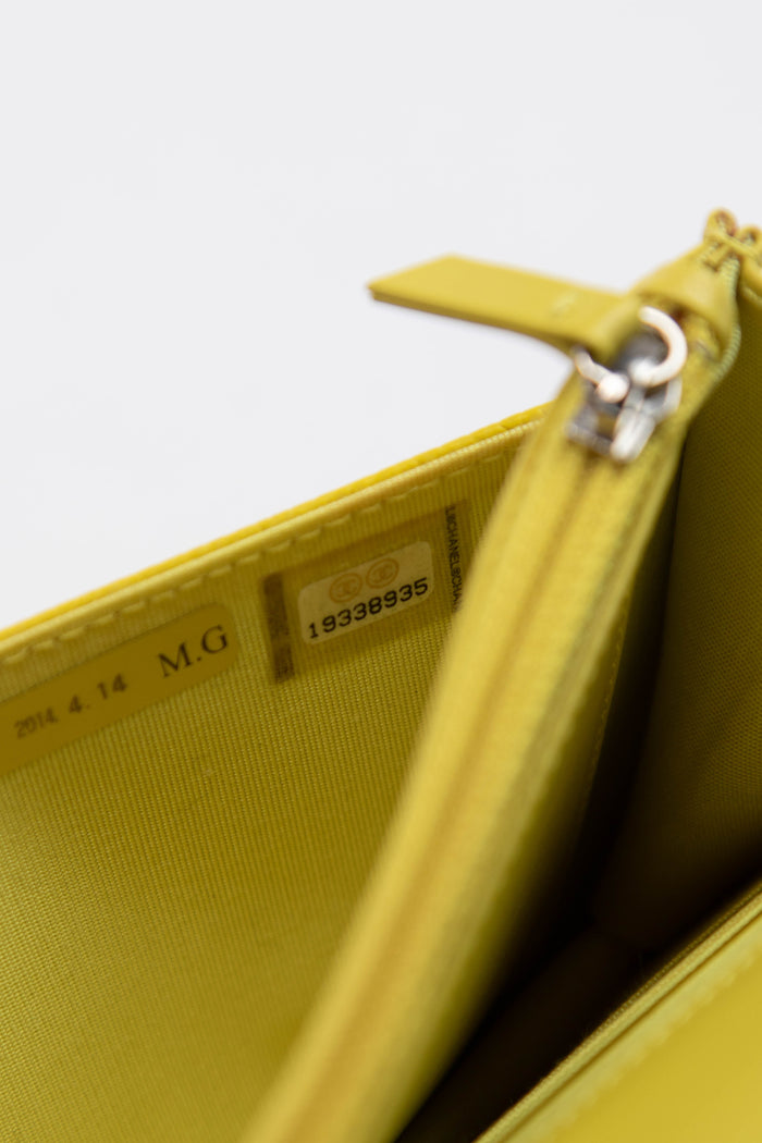 2014 Chanel Yellow CC Caviar Leather Wallet on Chain