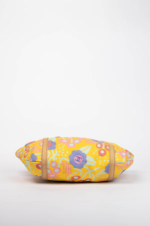 2000s Chanel Yellow Floral Canvas Tote Bag