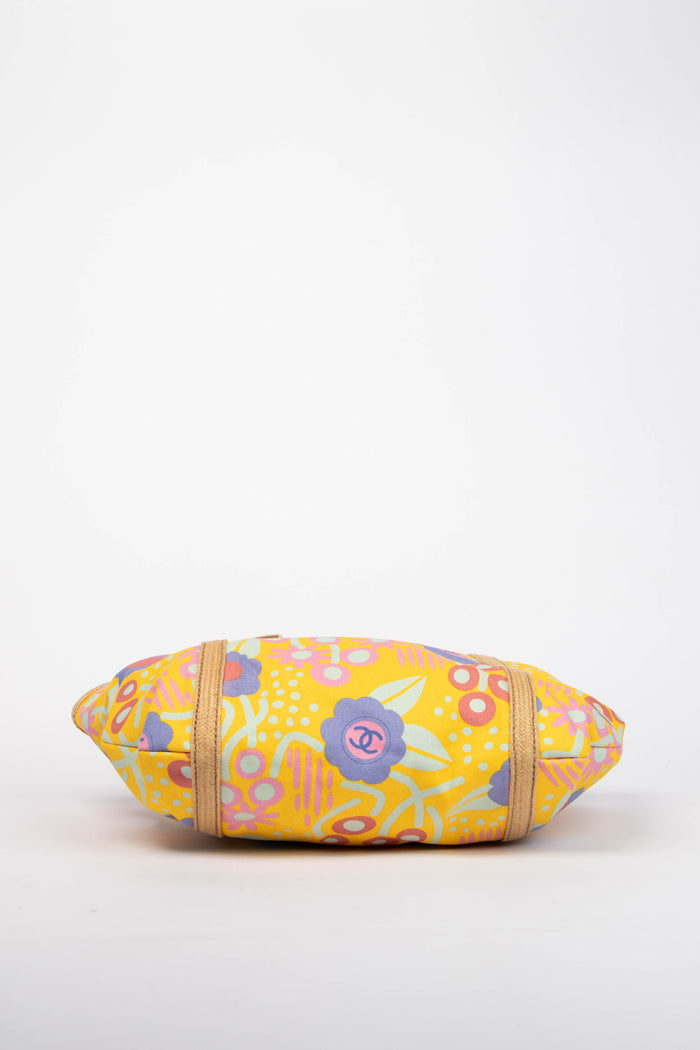 2000s Chanel Yellow Floral Canvas Tote Bag