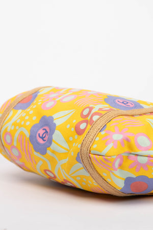 2000s Chanel Yellow Floral Canvas Tote Bag