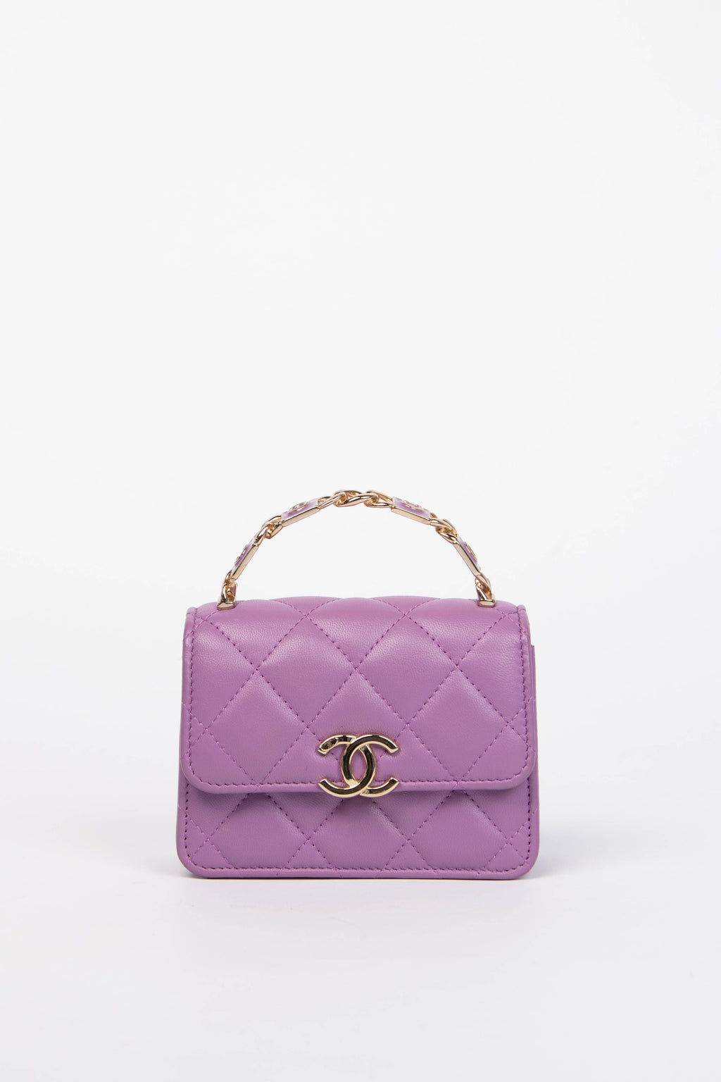 2020s Chanel Purple Caviar Leather Coco Mini Top Handle