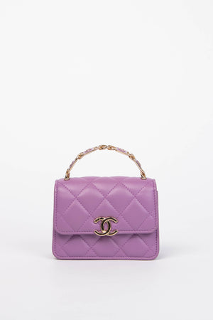 2020s Chanel Purple Caviar Leather Coco Mini Top Handle