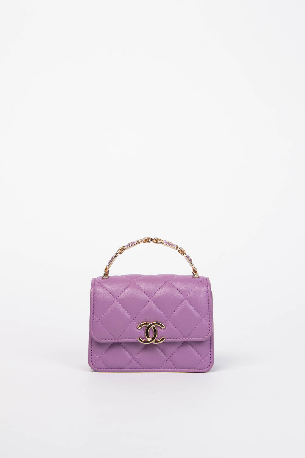 2020s Chanel Purple Caviar Leather Coco Mini Top Handle