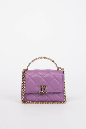 2020s Chanel Purple Caviar Leather Coco Mini Top Handle