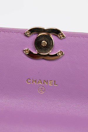 2020s Chanel Purple Caviar Leather Coco Mini Top Handle