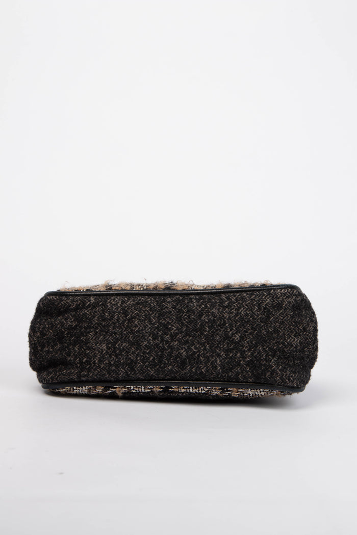 2000s Chanel Grey Tweed Frame Shoulder Bag