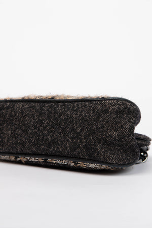 2000s Chanel Grey Tweed Frame Shoulder Bag