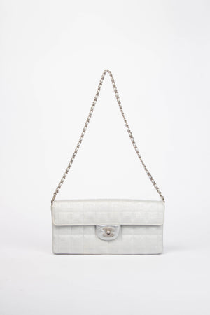 2000s Chanel Silver Travel Line East West Shoulder Bag