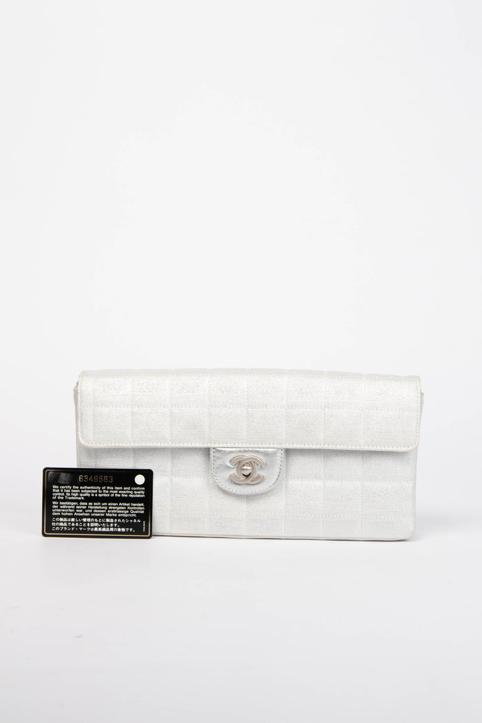 2000s Chanel Silver Travel Line East West Shoulder Bag