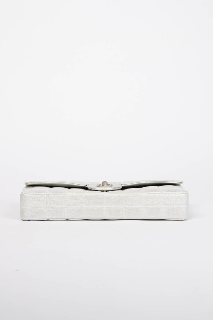 2000s Chanel Silver Travel Line East West Shoulder Bag
