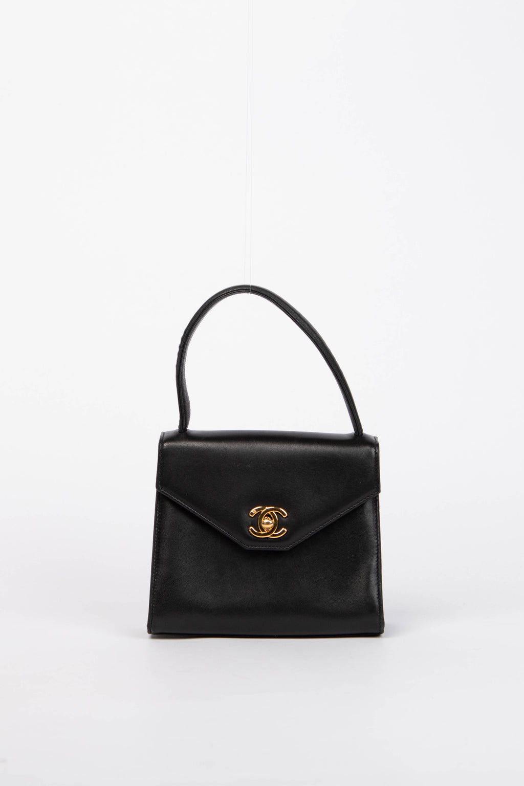 90s Chanel Black Lambskin Top Handle Bag 24k GHW