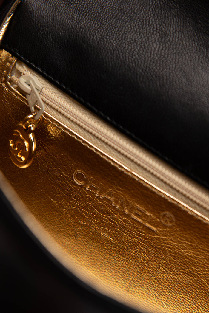 90s Chanel Black Lambskin Top Handle Bag 24k GHW
