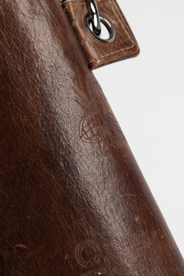 2000s Chanel Brown Leather Graffiti Shoulder Bag
