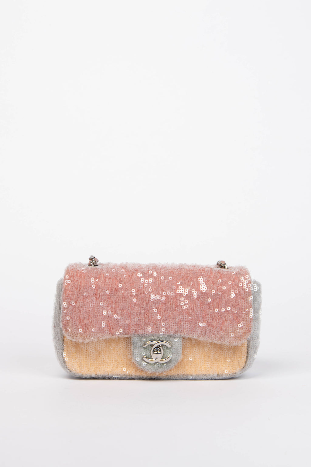 RARE 2018 Chanel Pastel Sequin Mini Flap Shoulder Bag
