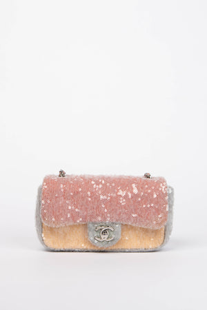 RARE 2018 Chanel Pastel Sequin Mini Flap Shoulder Bag