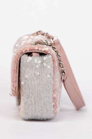 RARE 2018 Chanel Pastel Sequin Mini Flap Shoulder Bag