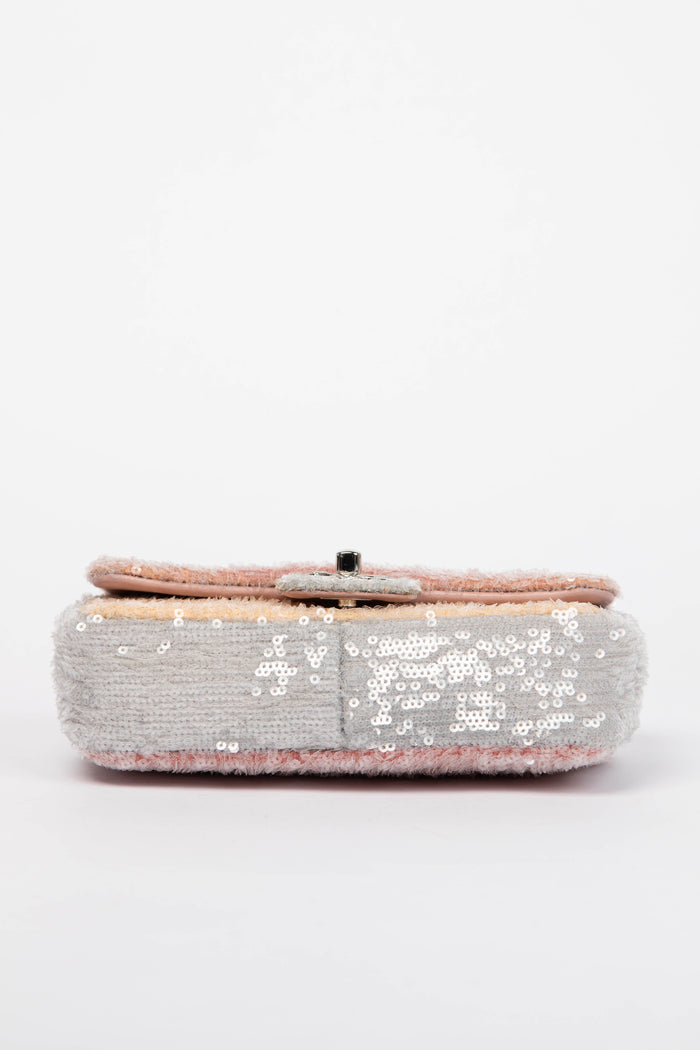 RARE 2018 Chanel Pastel Sequin Mini Flap Shoulder Bag