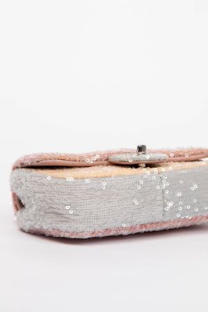 RARE 2018 Chanel Pastel Sequin Mini Flap Shoulder Bag