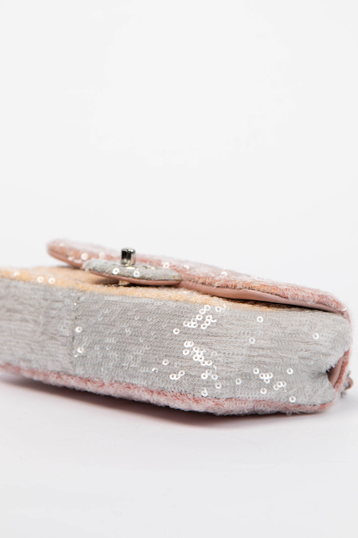 RARE 2018 Chanel Pastel Sequin Mini Flap Shoulder Bag