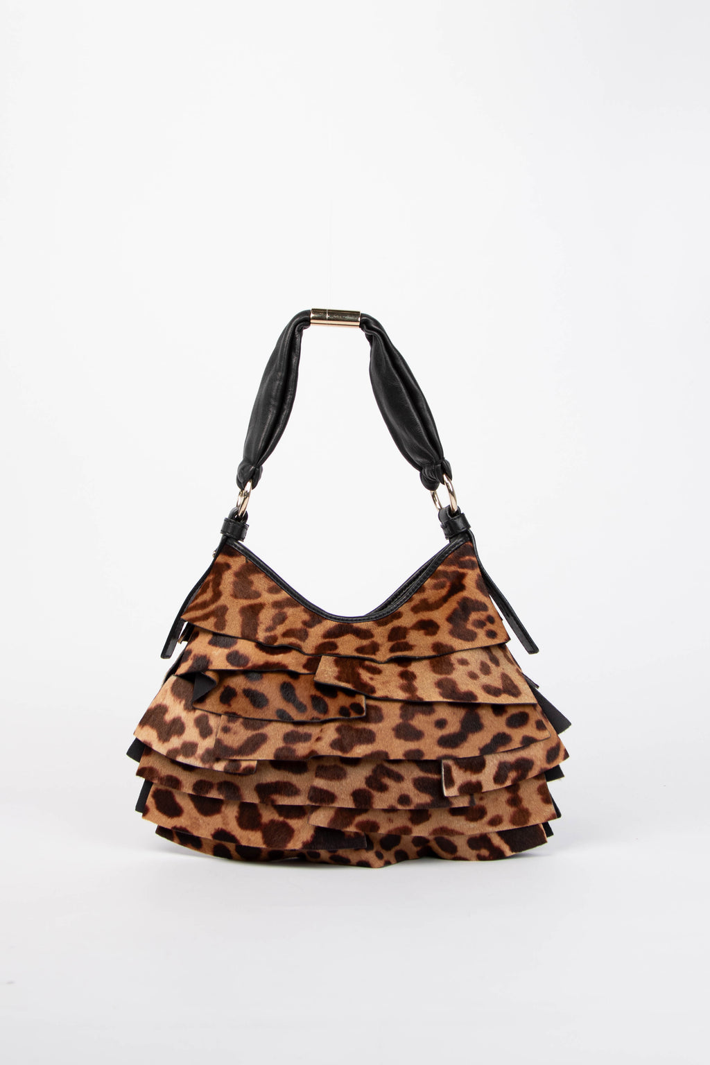 Vintage Yves Saint Laurent Leopard Print Pony Hair St Tropez Shoulder Bag